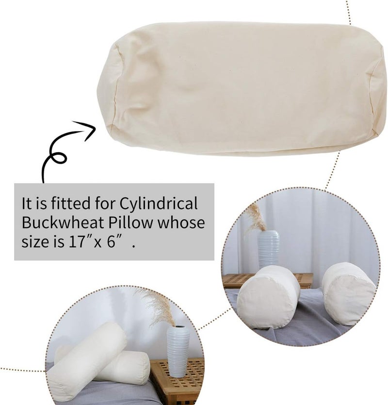 Lofe Organic Cotton Pillow Case - One Pack 17''×6'' Cylindrical Pillow Cover - 300 TC Thread Count - Soft and Breathable - Off White - Image 2